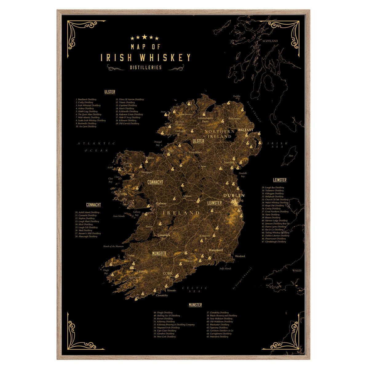 plakat IRLANDZKA WHISKEY regiony destylarnie 40x50cm