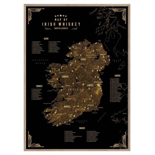 plakat IRLANDZKA WHISKEY regiony destylarnie 40x50cm