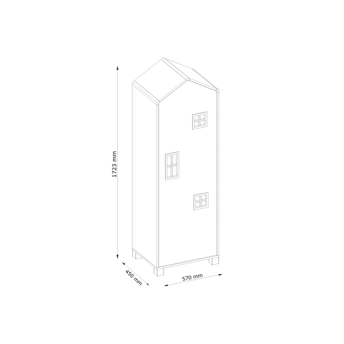 KONSIMO MIRUM Szara szafa z drążkiem w kształcie domku dla dziecka