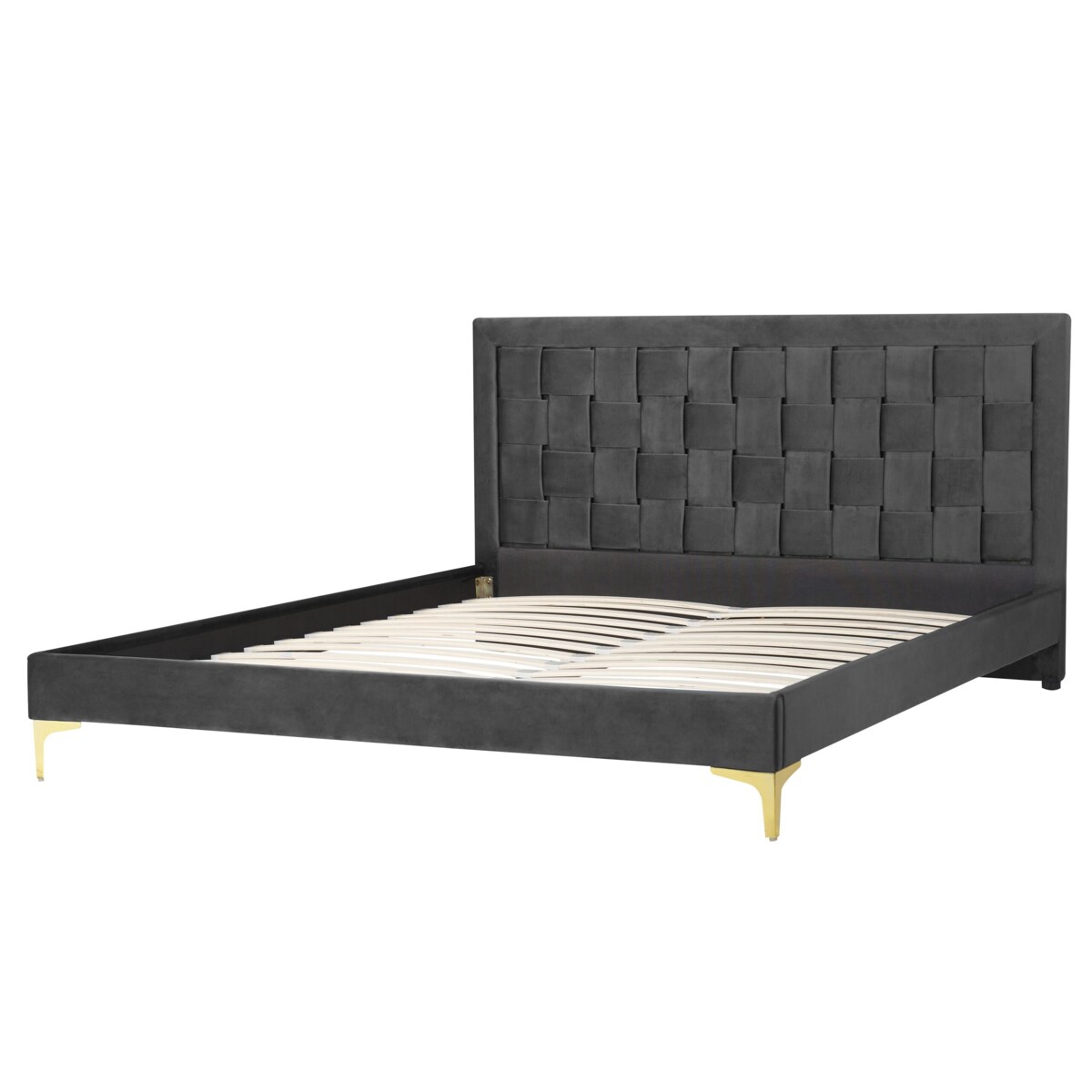 Łóżko welurowe 160 x 200 cm czarne LIMOUX
