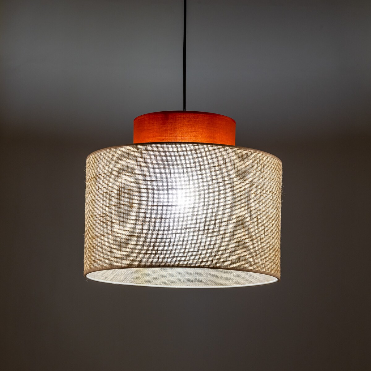 Lampa wisząca TK Lighting DUO JUTA BROWN 3139 E27 czarno-ceglasta z jutą regulowana do salonu kuchni jadalni