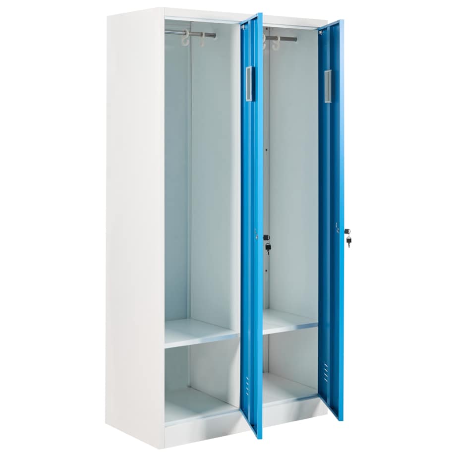 Szafa socjalna ubraniowa dwudrzwiowa ATHLETE Metal Biały/ niebieski
