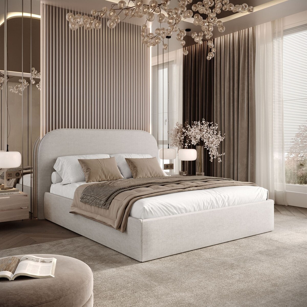 Łóżko tapicerowane OLIMPIA, pojemnik na pościel, s34, 120x200, Perfect Harmony 01