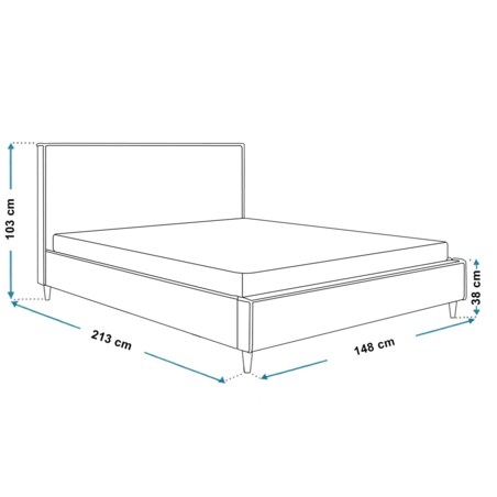 Łóżko tapicerowane 140x200 LUXO 8 na wysokich, drewnianych nogach- szare