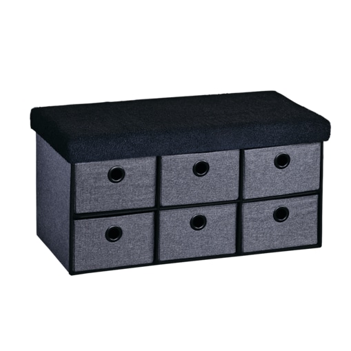 Siedzisko do przedpokoju z imitacji lnu, 6 szuflad