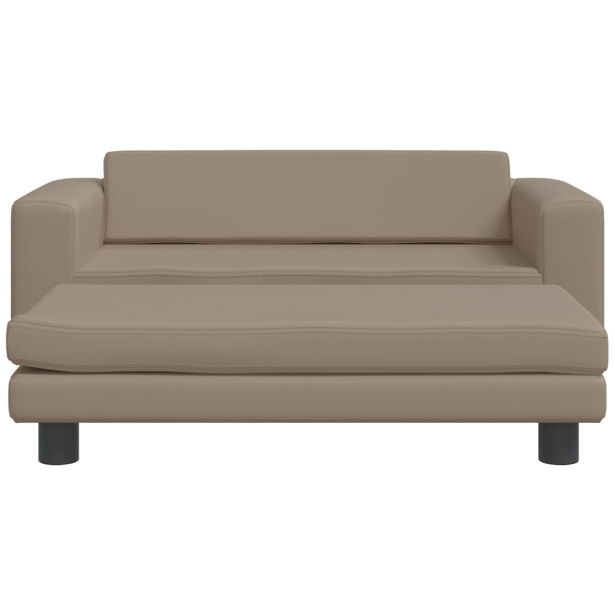vidaXL Sofa dziecięca z podnóżkiem, cappuccino, 100x50x30 cm, ekoskóra
