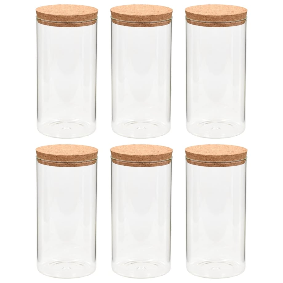vidaXL Szklane słoje z korkową pokrywką, 6 szt., 1400 ml
