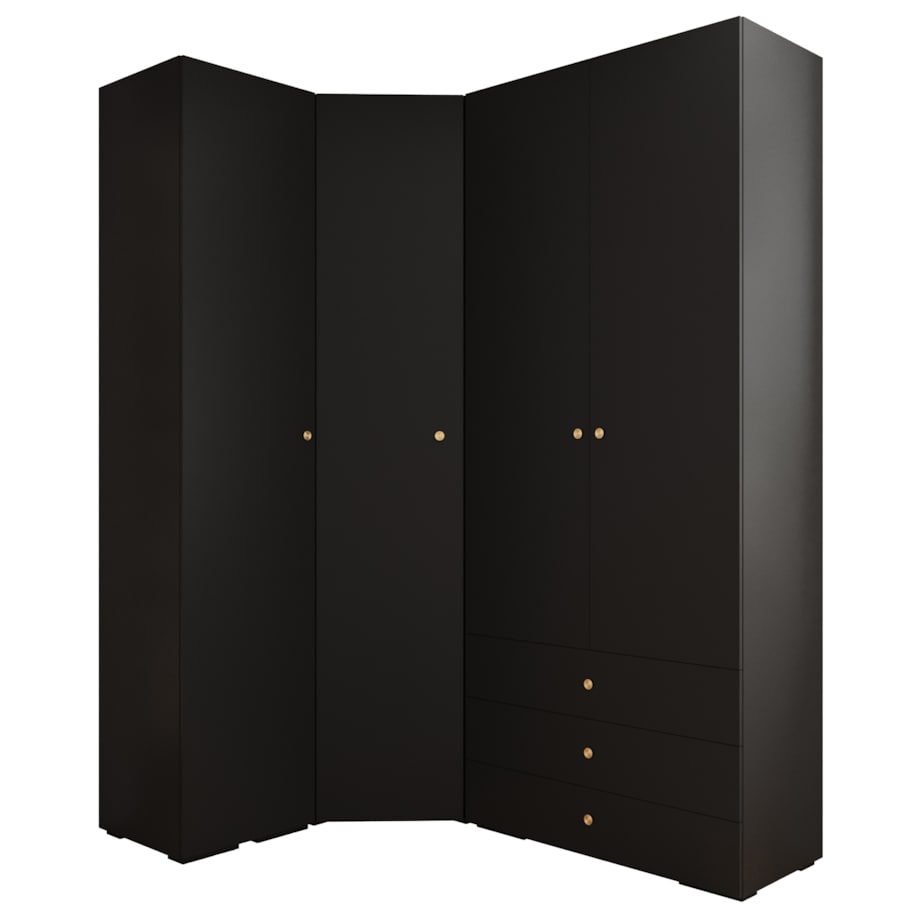 Garderoba wysoka do przedpokoju INOVA 2 Z6 czarny+złoty