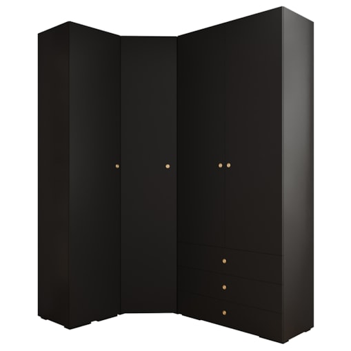 Garderoba wysoka do przedpokoju INOVA 2 Z6 czarny+złoty