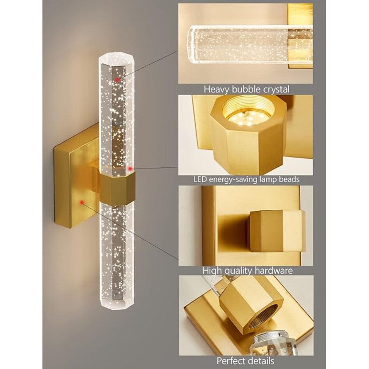 Kinkiet lampa ścienna 400x100 mm Candice, LED, Złoty