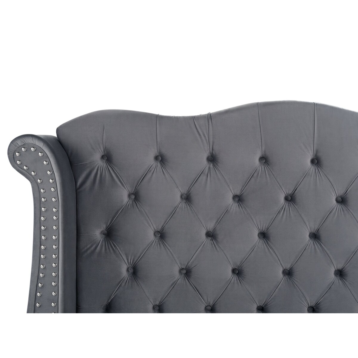 Łóżko welurowe 180 x 200 cm szare AYETTE