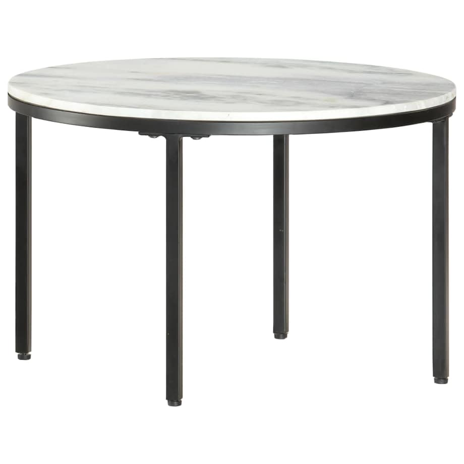 vidaXL Stolik kawowy, biało-czarny, Ø65 cm, prawdziwy marmur