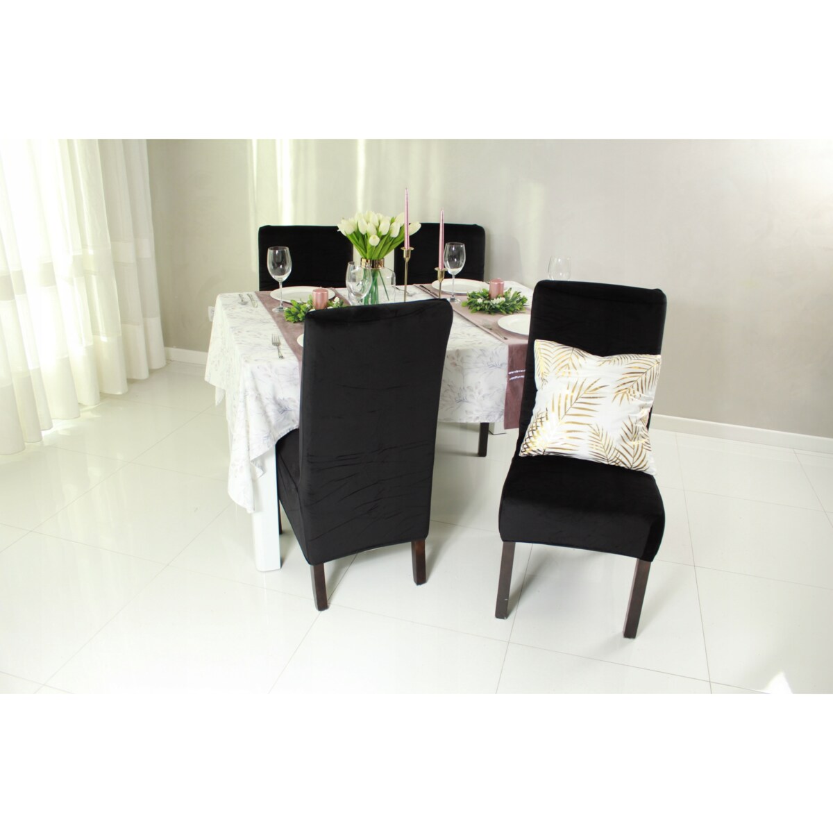 POKROWIEC NA KRZESŁO XL CZARNY WELUR ELASTYCZNY [21DT]