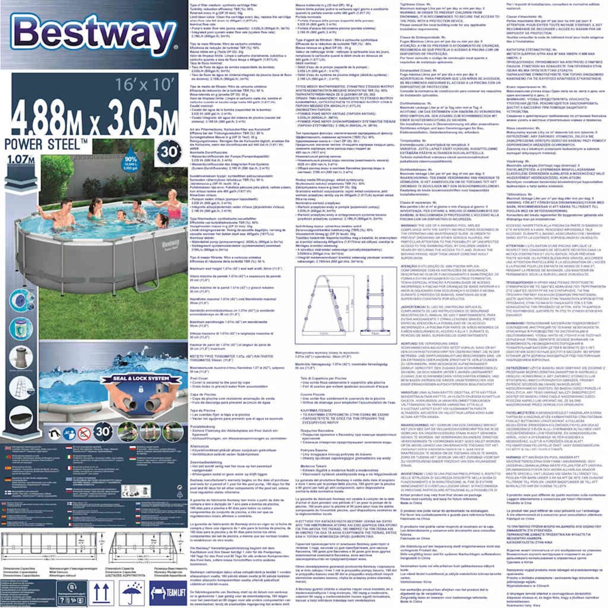 Bestway Owalny basen Power Steel z zestawem, 488 x 305 x 107 cm