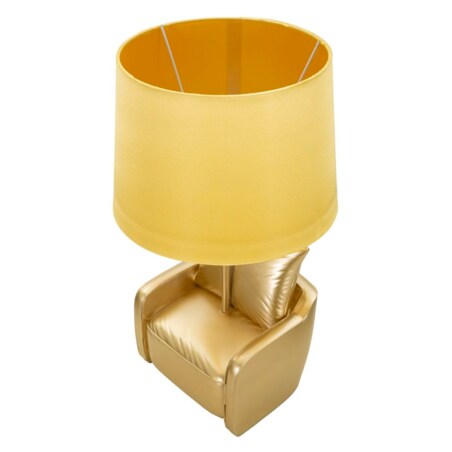 Lampa stołowa Midcentury, kolor złoty, żywica syntetyczna, żelazo i tkanina, 26 x 26 x 46 cm, 1 x E27, max. 40 W, do salonu i sypialni, Mauro Ferretti