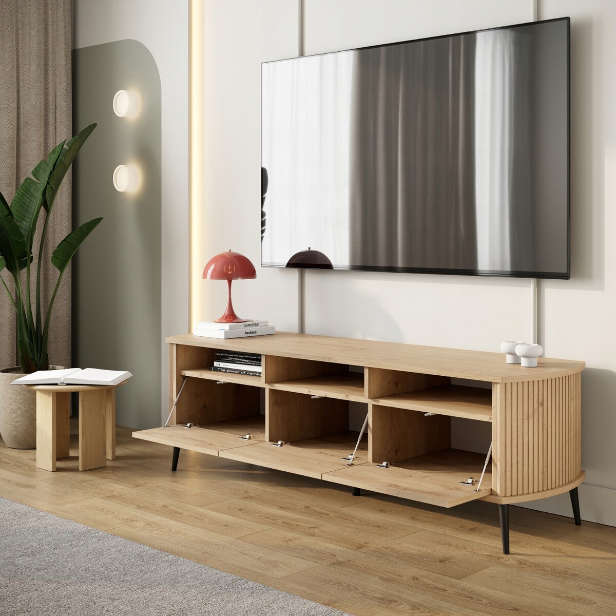 Szafka RTV 150cm Komoda Pod Telewizor DĄB ARTISAN Do Salonu PREMIUM VERLO