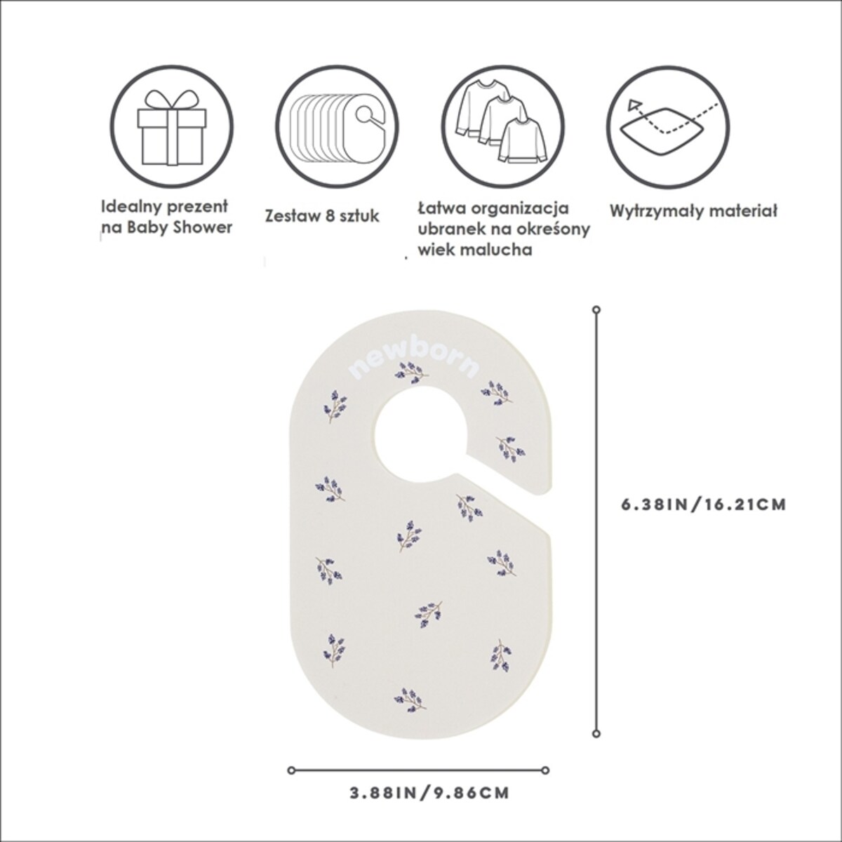3 Sprouts Separator Rozmiarów Ubrań Niemowlaka Blueberry