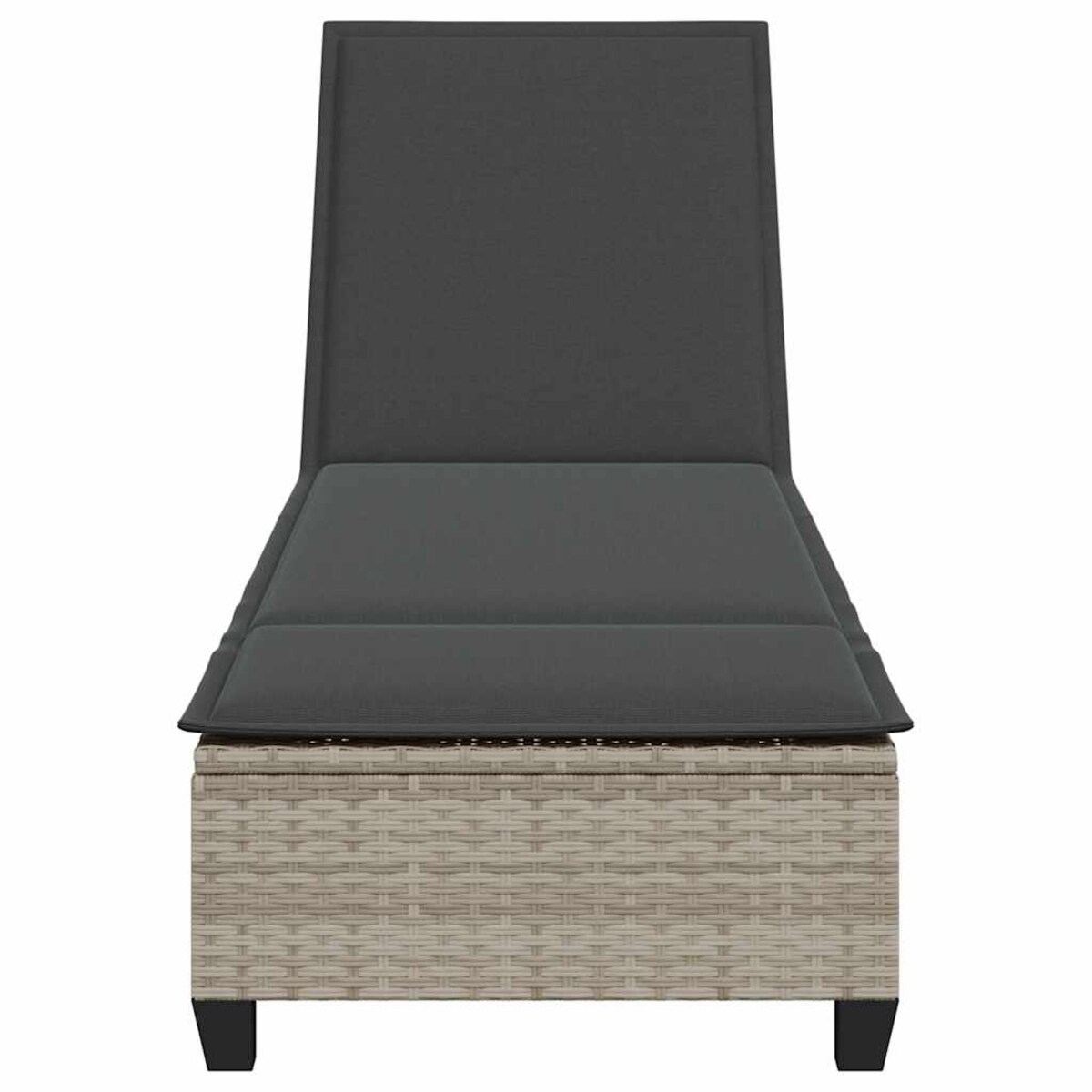 vidaXL Leżak z poduszkami Jasnoszary 55x200x25,5cm Polirattan