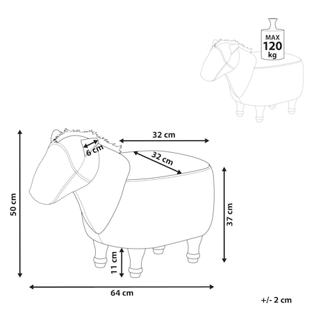Pufa zwierzak HORSE Ekoskóra Jasnobrązowy Koń