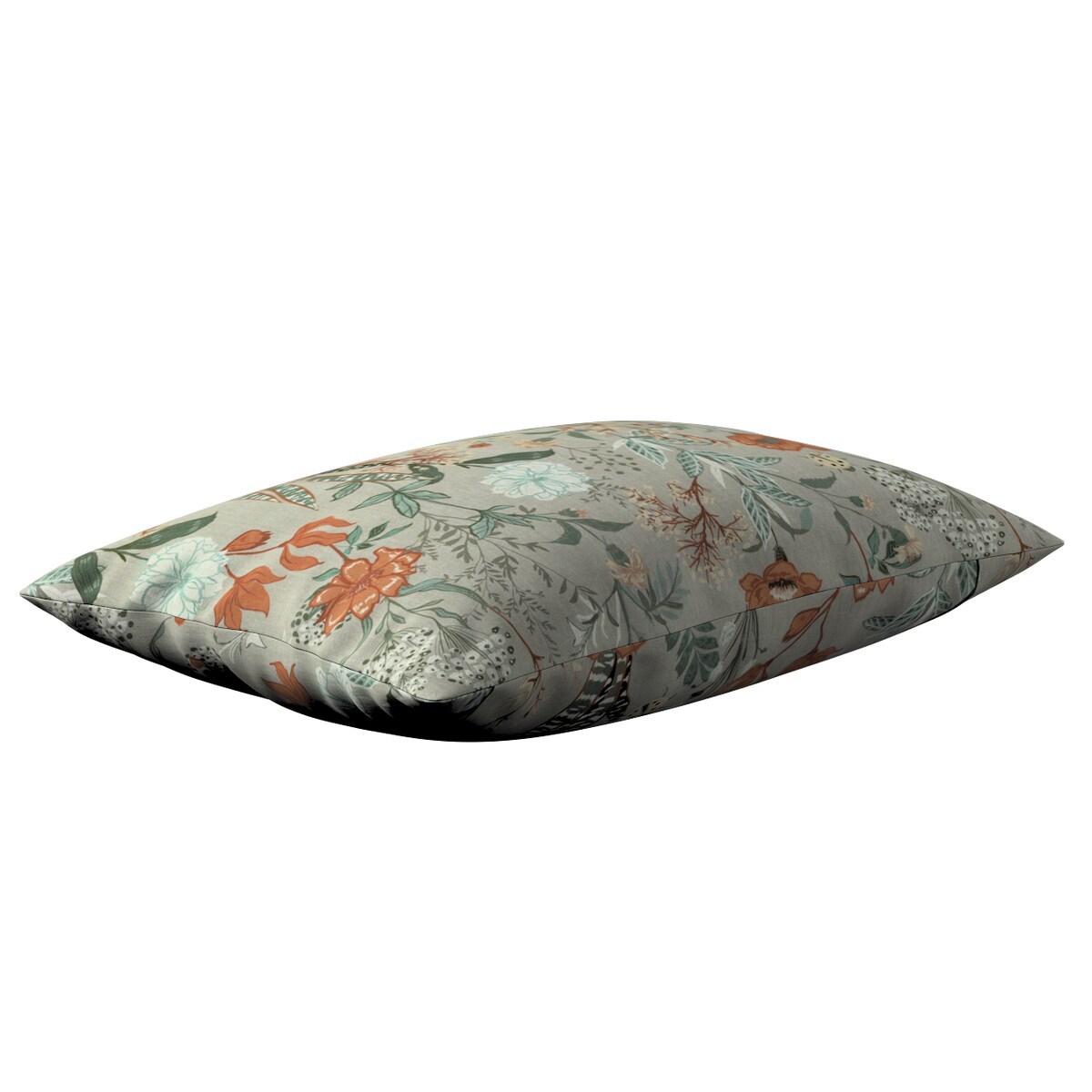 Poszewka Kinga na poduszkę prostokątną 60x40 kolorowe kwiaty na szarym tle