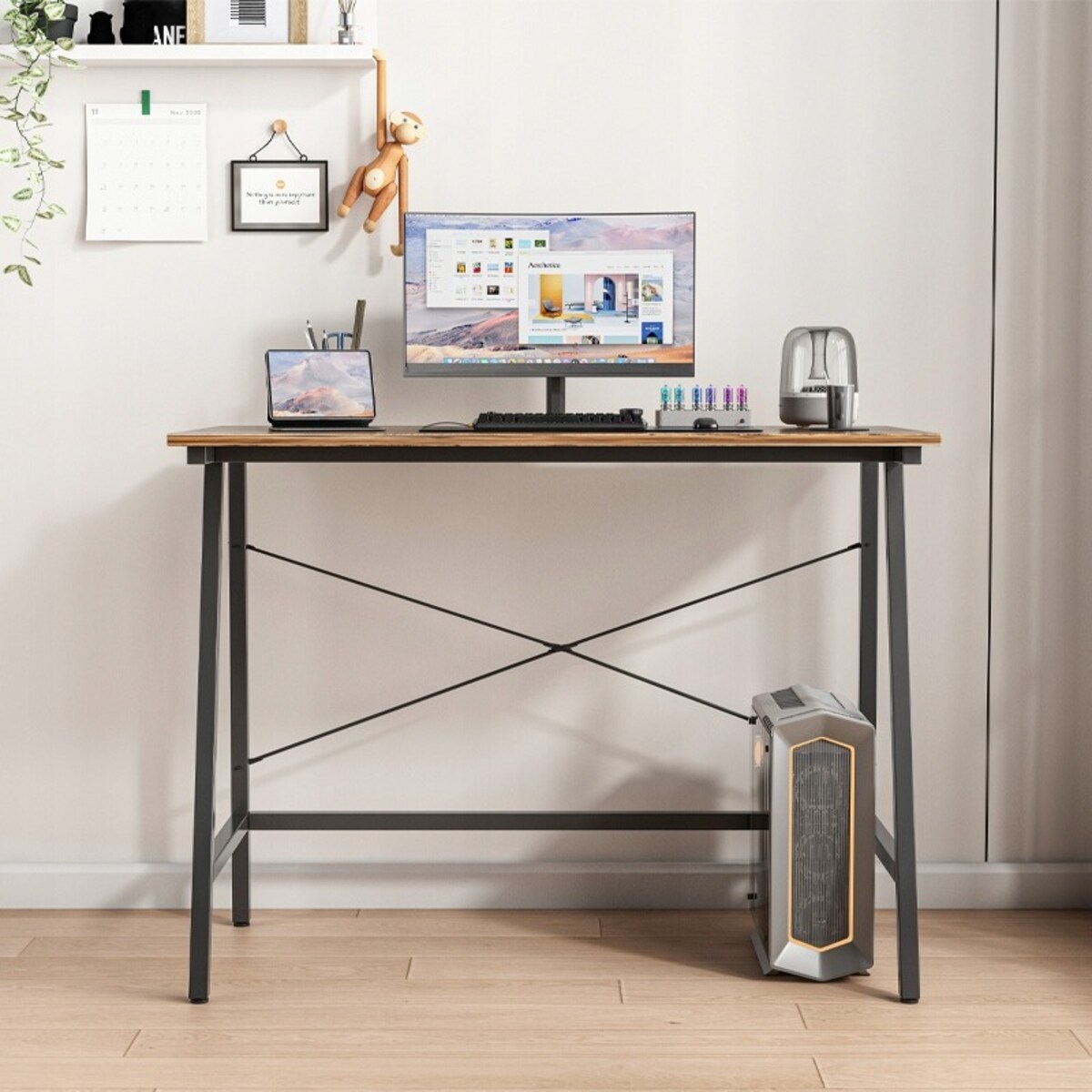 Biurko Komputerowe Loft Industrialne Szkolne Rustykalny Brąz Retro 100 Cm