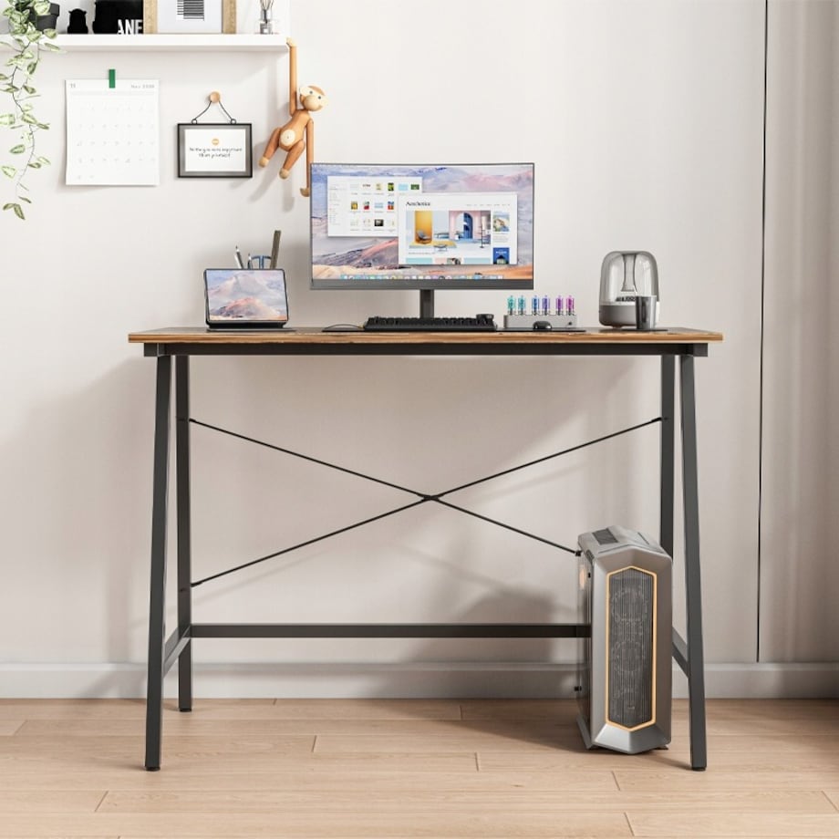 Biurko Komputerowe Loft Industrialne Szkolne Rustykalny Brąz Retro 100 Cm