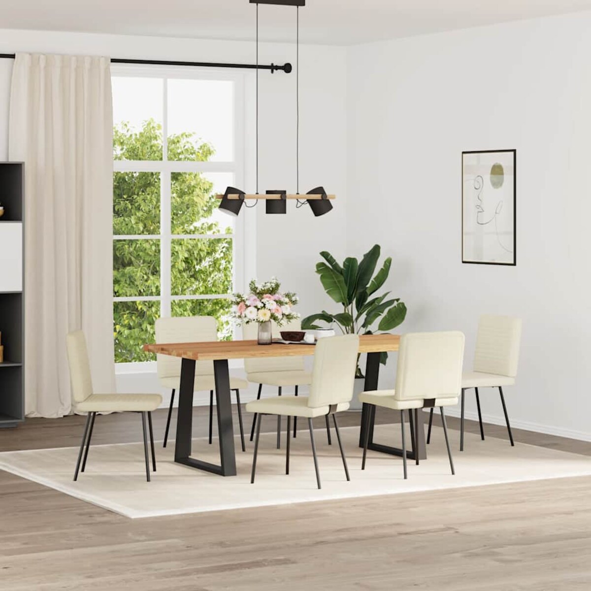 vidaXL Krzesła stołowe, 6 szt., kremowe, obite aksamitem