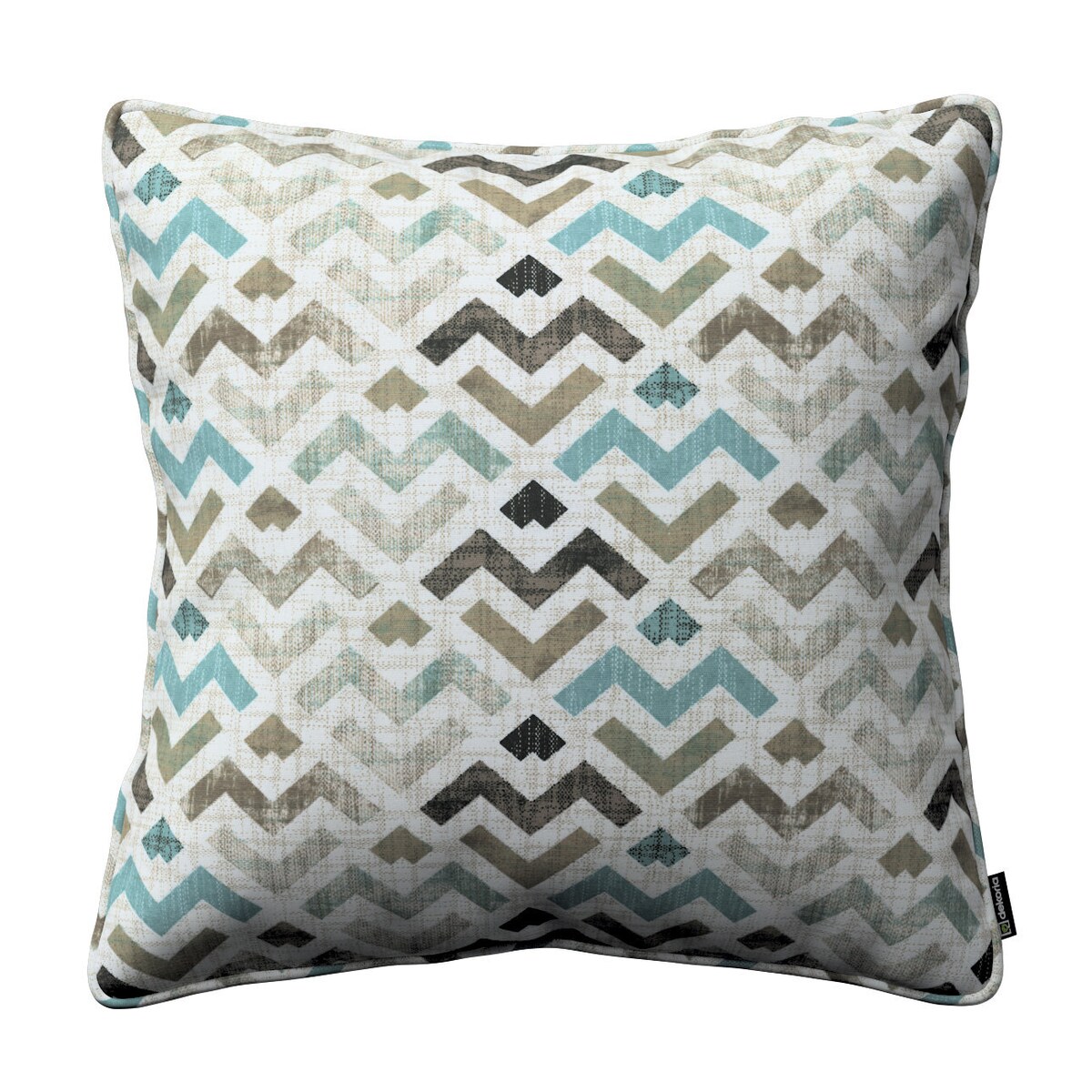 Poszewka Gabi na poduszkę 45x45 wzór geometryczny w odcieniach pastelowego błękitu i beżu na jasnym tle