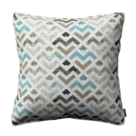 Poszewka Gabi na poduszkę 45x45 wzór geometryczny w odcieniach pastelowego błękitu i beżu na jasnym tle