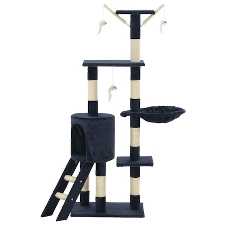 vidaXL Drapak dla kota ze słupkami sizalowymi, 138 cm, granatowy