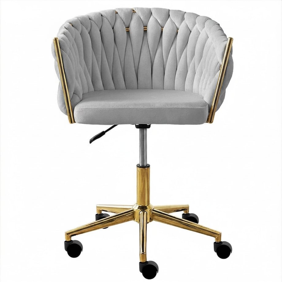 Fotel biurowy krzesło obrotowe regulowane welurowe szare