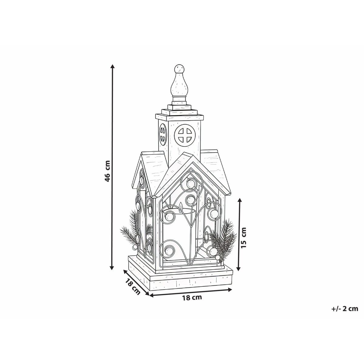 Lampion LED LED SYVANSI Wzór świąteczny 46 cm Jasnobrązowy
