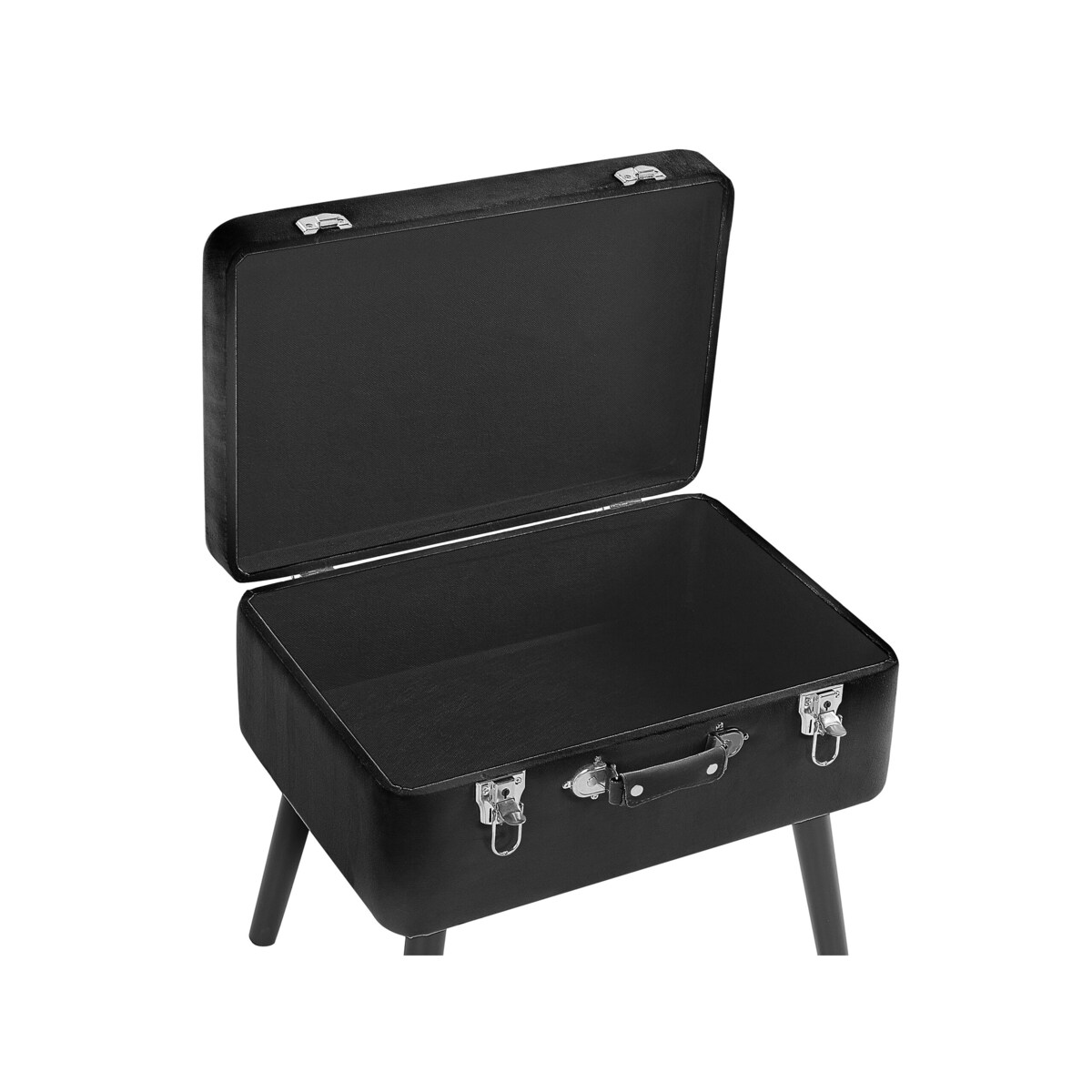 Stołek ze schowkiem welurowy czarny MALLARD