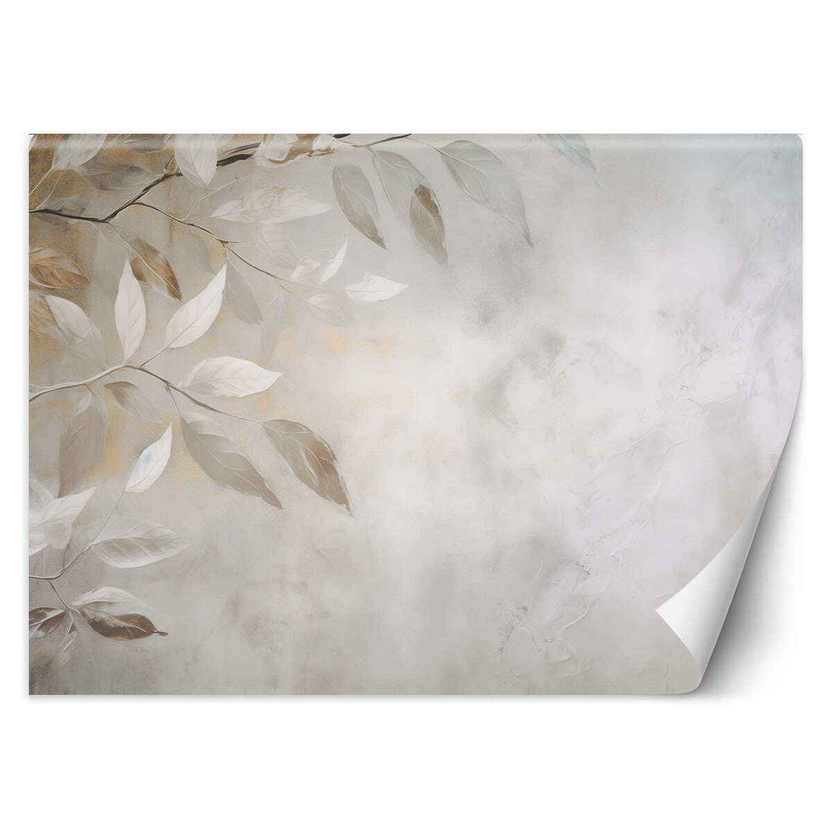 Fototapeta, Gałązki w stylu boho beżowe liście beton 350x245