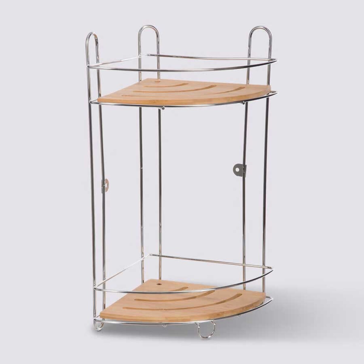 Półka łazienkowa, narożna, wisząca, 2-poziomowa, bambusowa