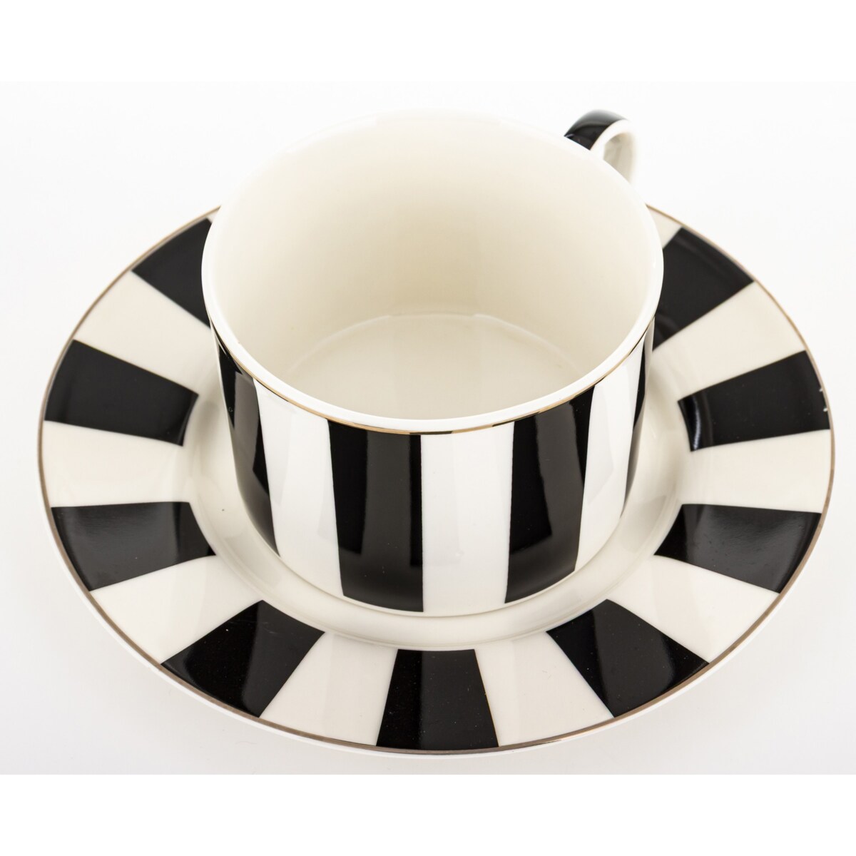 Filiżanka 220 ml i spodeczek, w czarne pionowe paski, w pudełku, LARGO