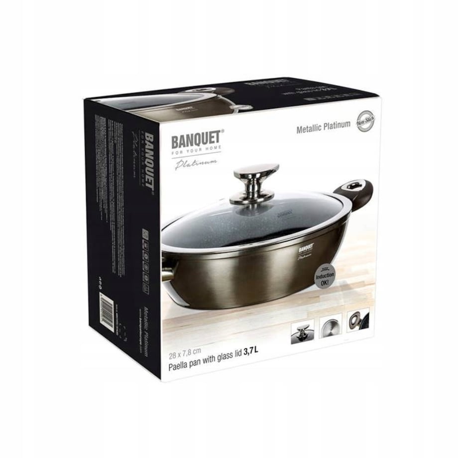 PATELNIA GŁĘBOKA z pokrywą METALIC garnek 3,7 L wok do gotowania pieczenia