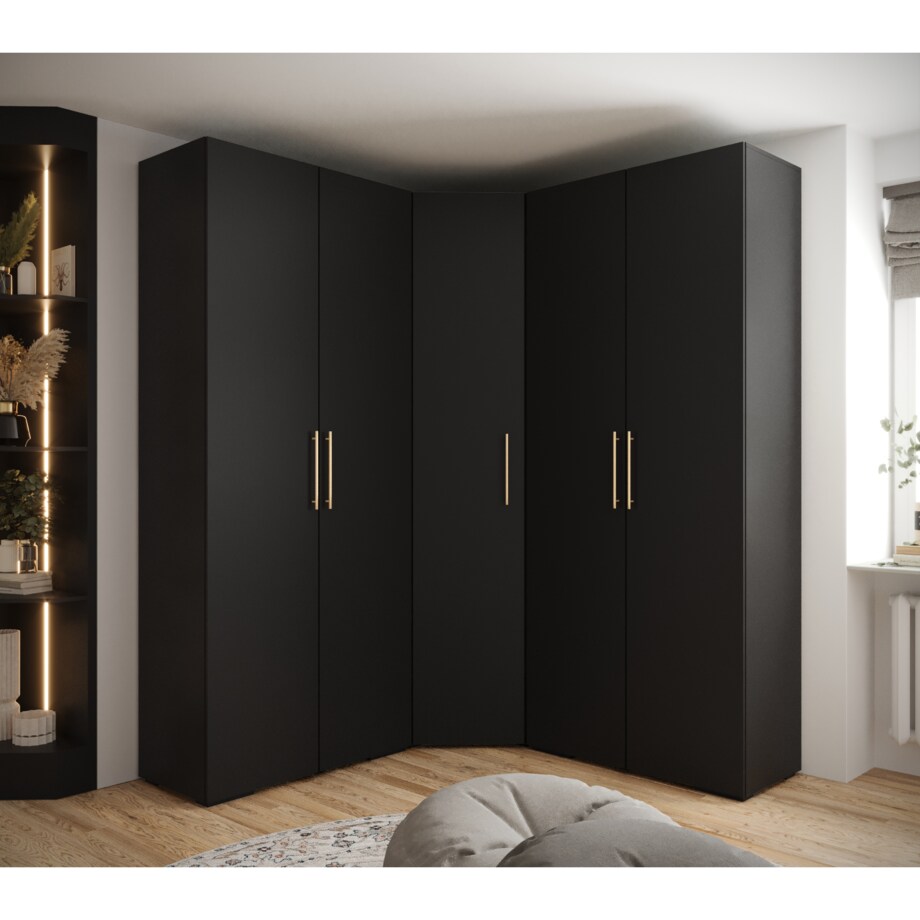 Garderoba wysoka do przedpokoju INOVA 3 Z5 czarny+złoty