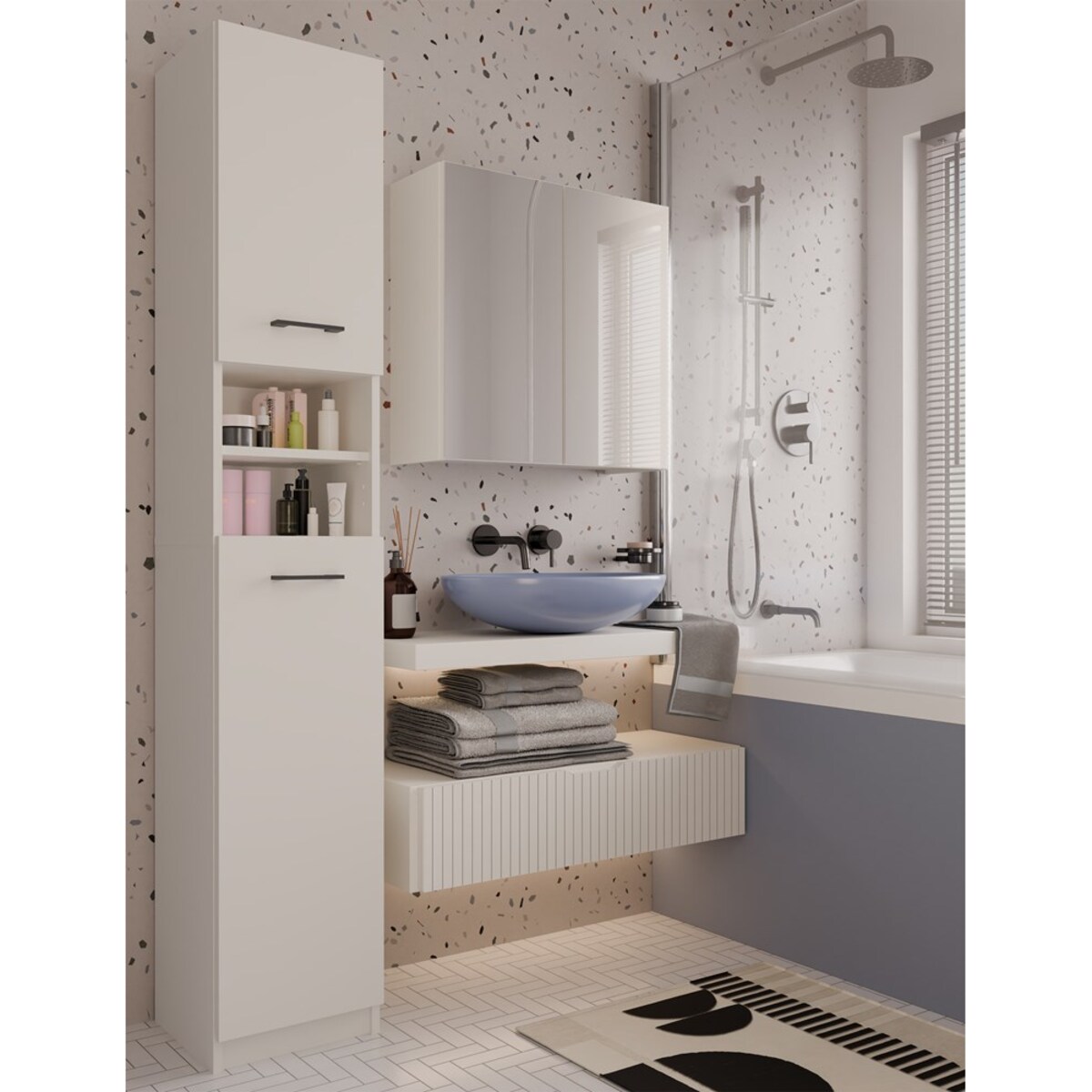 Szafka Łazienkowa Wisząca Z Lustrem Nad Umywalkę POLA 2DL 2 Drzwi KASZMIR