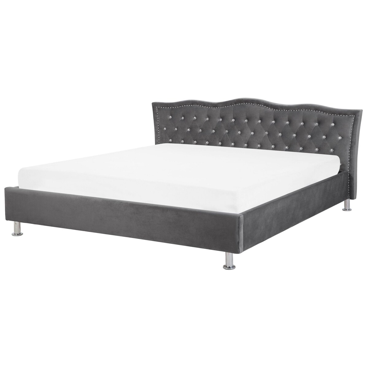 Łóżko Welur METZ 180 x 200 cm Ciemnoszary