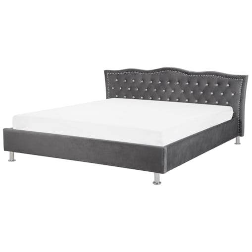 Łóżko Welur METZ 180 x 200 cm Ciemnoszary