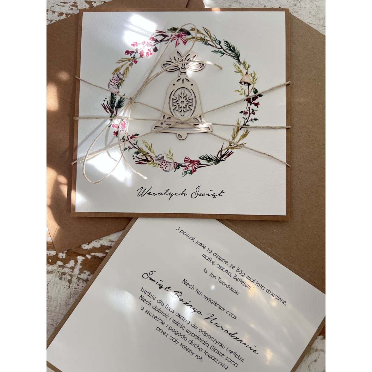 Wyjątkowa ręcznie robiona kartka świąteczna na Boże Narodzenie