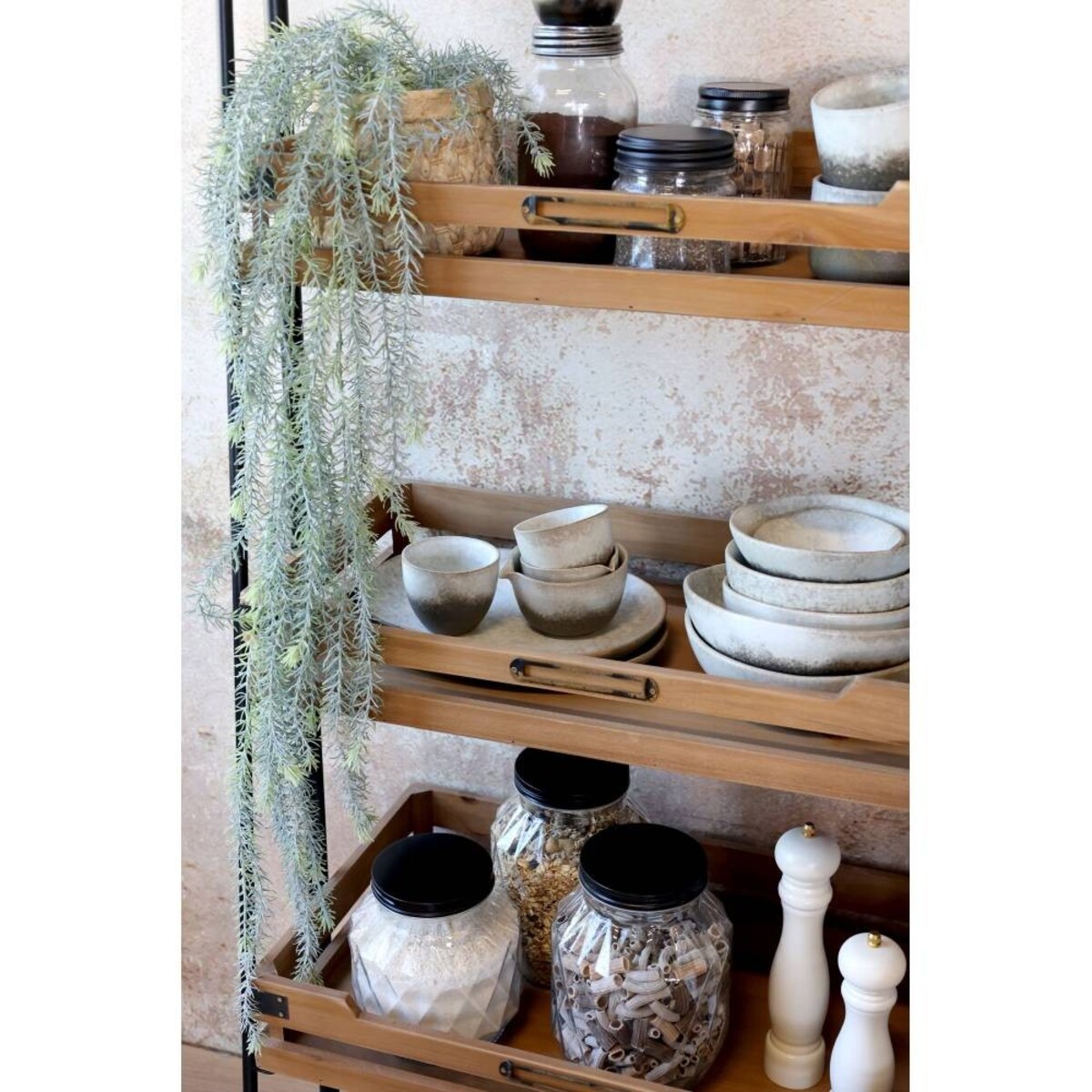 Regał - drabina z półkami, mocowanie do ściany 179,5x70x38 cm