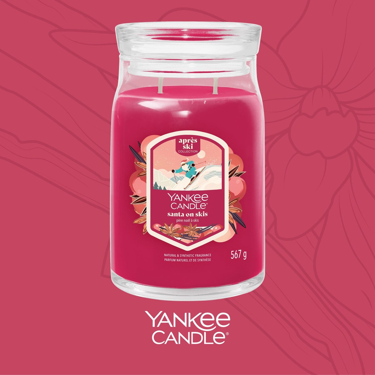 YC SIGNATURE – Świeca duża SANTA ON SKIS