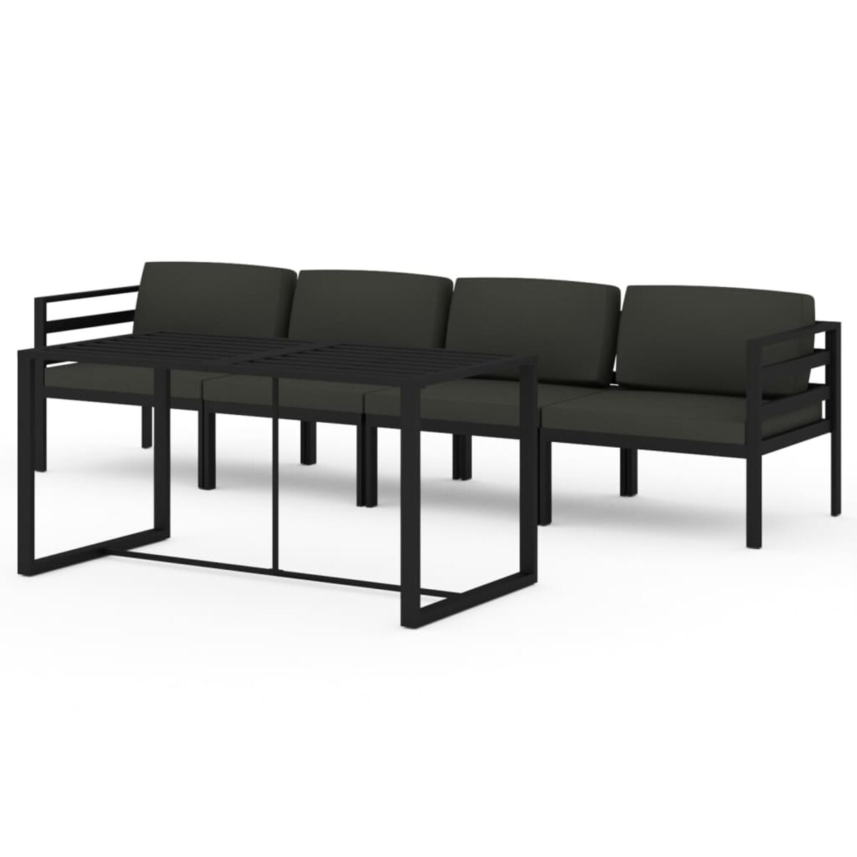 vidaXL 5-cz. zestaw mebli ogrodowych, poduszki, aluminium, antracyt