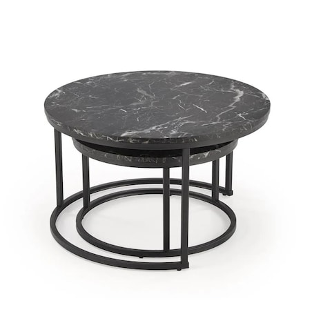 Zestaw 2 stolików JAVA czarny marmur