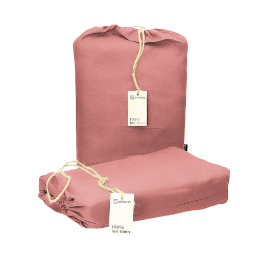 Komplet pościeli lnianej Linen 150x200cm pink, 150 x 200 cm/ 1 x 60 x 50 cm