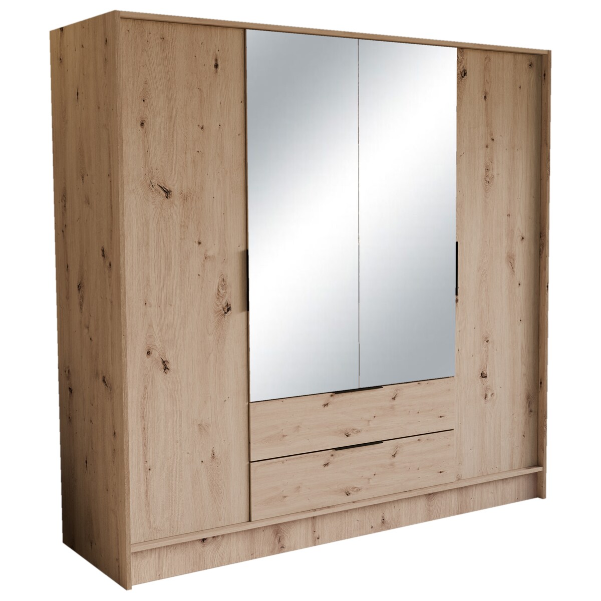 Szafa NIKOLA 200 z lustrem i regulowanymi półkami, do przedpokoju- sonoma