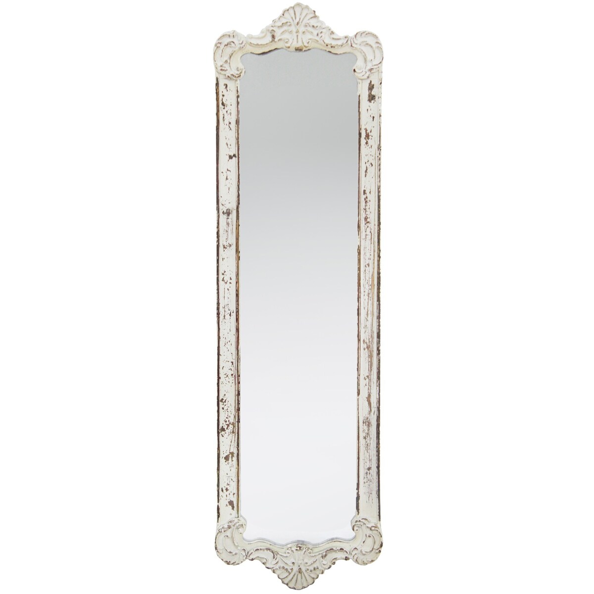 Lustro w drewnianej postarzanej ramie 111x33x3 cm