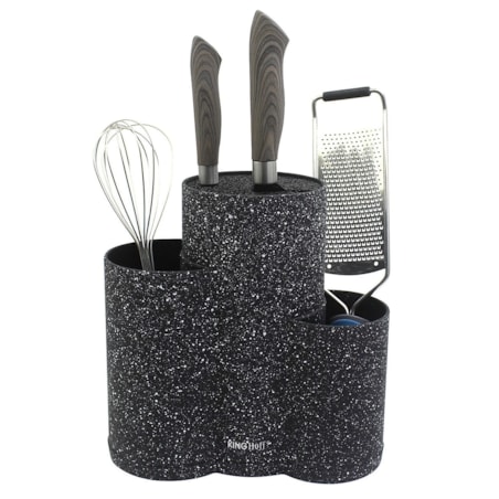 Uniwersalny blok stojak na noże do noży 3w1 czarny KINGHOFF